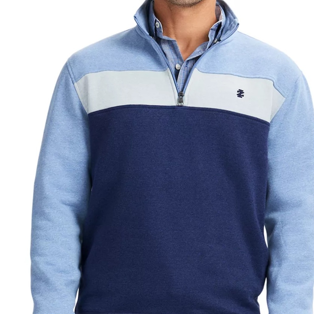 IZOD Advantage Performance 1/4 Zip Fleece Blue Sweater SM NWT